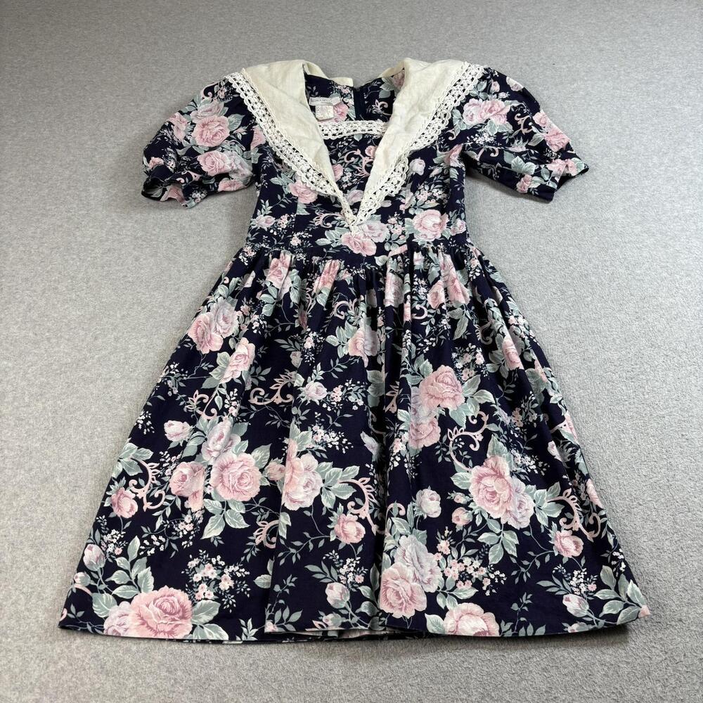 Vintage Jessica McClintock Gunne Sax Dress Woman S Navy Cottagecore Prairie 90s